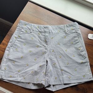 Nautica Women's Navy Striped Shorts with Yellow Accents